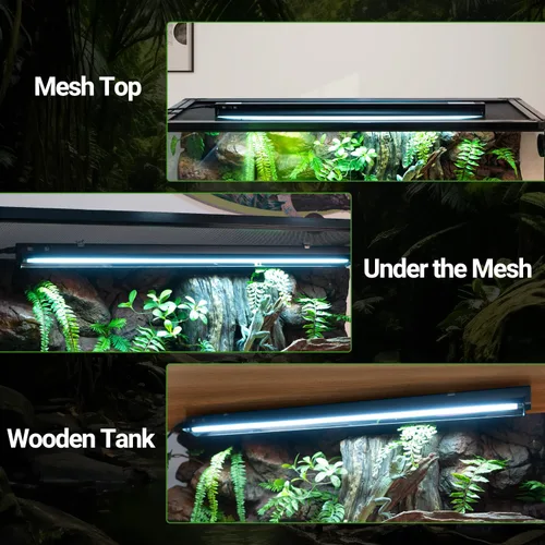 Vista 5 de Luz UVB conmutable para reptiles, 39W T5 UVB Kit combinado de luz para Tropical 5.0 y Desert 10.0, lámpara de campana de terrario de 34 pulgadas