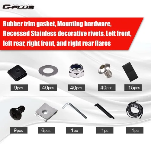 Vista 8 de G-PLUS Fender Flare compatible con GMC Sierra 1500 2007-2013, 4 remaches de bolsillo texturizados Offroad