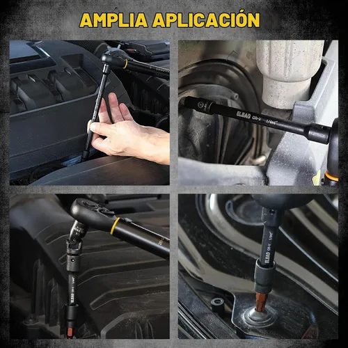 Vista 7 de Juego de 4 barras de extensión para dados de 1/4 de pulgada, 2, 4, 6 pulgadas, juego de extensión profesional, junta universal para dados de 1/4