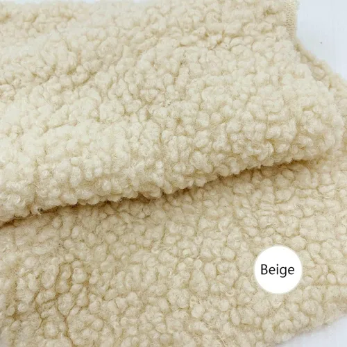 Vista 2 de Tela de Felpa Sherpa de Piel de Oveja Sintética para Costura DIY (Beige, 45x50 cm/18x20 in)