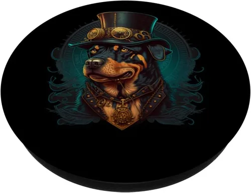 Vista 2 de PopGrip intercambiable Steampunk Rottweiler PopSockets