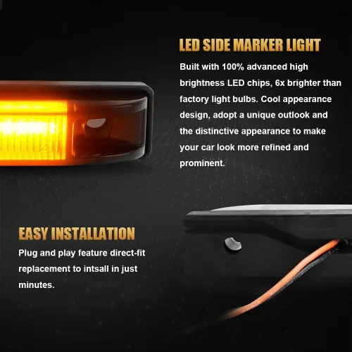 Vista 7 de D-Lumina Guardabarros Ensanchados Conjunto de Luz Marcadora Lateral Lente Ahumada Ámbar para Je-ep Wrangler TJ JK JL Guardabarros Ensanchados