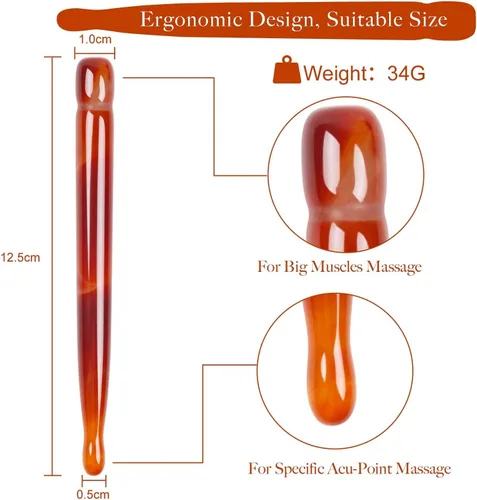 Vista 2 de Herramienta de masaje manual de ágata roja con punta de gatillo de jade para masaje de punta de presión de reflexología, herramienta para masaje