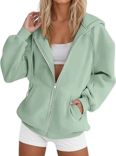 Vista 11 de JOFOW Sudaderas con capucha y cremallera para mujer 2026 Y2K 3- Negro