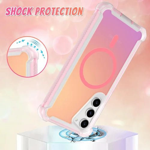 Vista 586 de Bonoma - Funda compatible con Samsung Galaxy S21 Plus, diseño de corazón con purpurina, color rosa Support for MagSafe, Plating Magnetic Case TPU