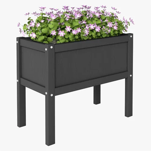 Vista 8 de Cama de jardín elevada con agujeros de drenaje, jardinera elevada impermeable de HDPE con patas, estable y duradera para plantar hierbas, vegetales