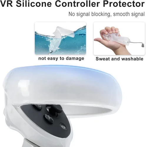 Vista 4 de Hibloks Silicone Handle Cover for MetaOculus Quest 2 Accessories, Wrist-Protect Grip Cover for Oculus Quest Controller