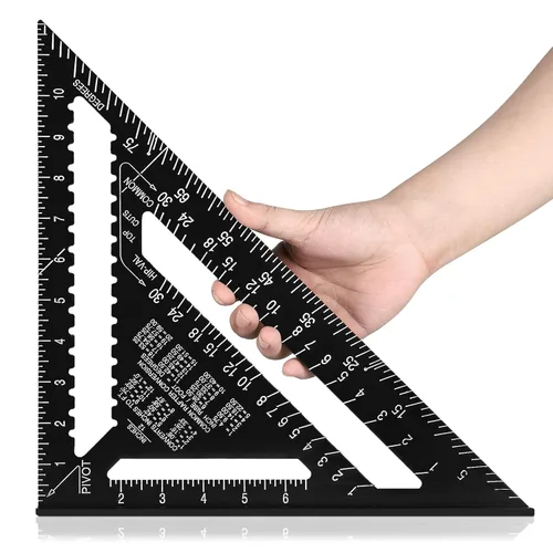 Vista 14 de Beslands - Carpintero cuadrado de 7 pulgadas con nivel, regla de triángulo cuadrada de metal de aluminio, herramienta de diseño de carpintería Negro