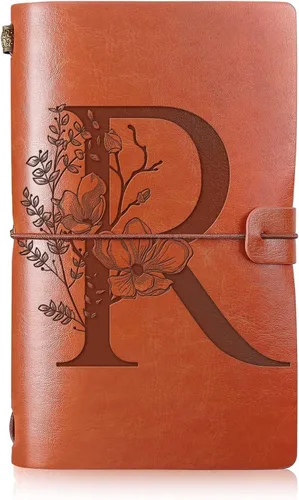 Vista 14 de Booson Diario de viaje inicial de cuero, cuaderno personalizado con monograma, regalos de apreciación, diario recargable personalizado, bloc