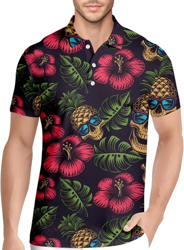 Vista 17 de HIVICHI Camisas de golf divertidas para hombre con patrón estampado loco colorido y novedad de alto rendimiento que absorbe la humedad, camisa tipo