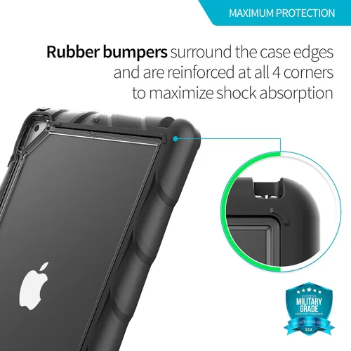 Vista 3 de Gumdrop DropTech - Funda transparente compatible con Apple iPad de 9ª 8ª 7ª generación (10.2 pulgadas) diseñada para estudiantes K-12