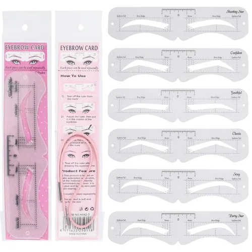 Vista 7 de 12 plantillas reutilizables para cejas, plantilla de cejas con banda elástica para principiantes (distancia de cejas 0.8-1.4 in)