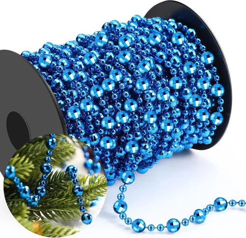 Vista 12 de Pangda Guirnalda de cuentas de 49 pies para árbol de Navidad, hilo de perlas artificiales de plástico, cadena de rollo para Navidad, manualidades