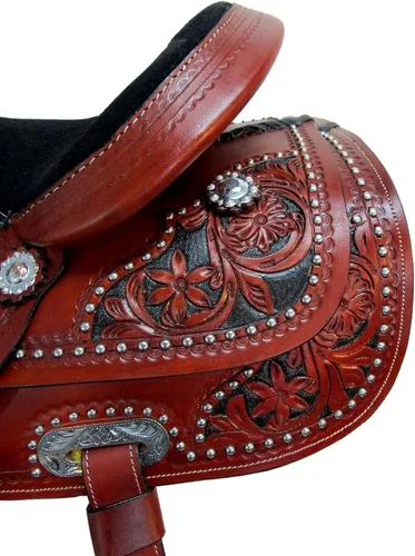 Vista 6 de Western Horse Saddle Pleasure Barrel Racing Trail Floral Tooled Cuero TACK Set 15 16 17 18
