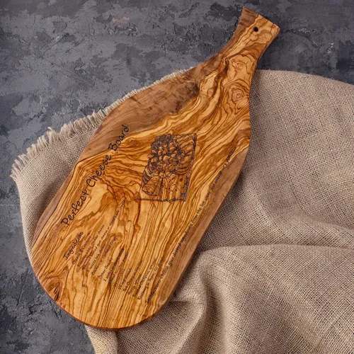 Vista 9 de Forest Decor Tabla de carne de madera de olivo con ranura para jugos, tabla de cortar recetas hecha a mano, tablero grabado de recetas