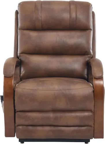 Vista 9 de Trustyue - Silla reclinable con elevación eléctrica de doble motor, silla elevadora con masaje y calor para ancianos, reclinable plano de 180° Marrón