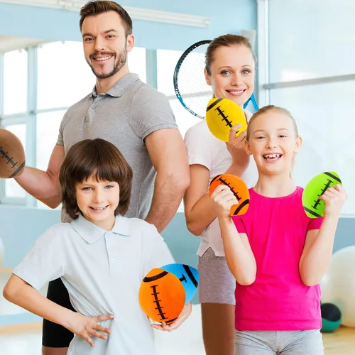 Vista 6 de Paquete de 12 mini fútbol inflable de 6.3 pulgadas, deportes, rugby, fútbol, piscina, playa, juguetes con bomba para juegos deportivos en interiores