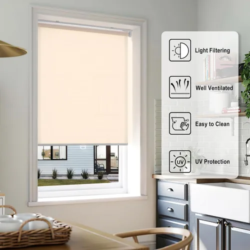 Vista 2 de LazBlinds - Persianas enrollables sin herramientas, sin taladro, sin cuerdas, para ventanas, protección UV, aislamiento térmico, filtro de luz