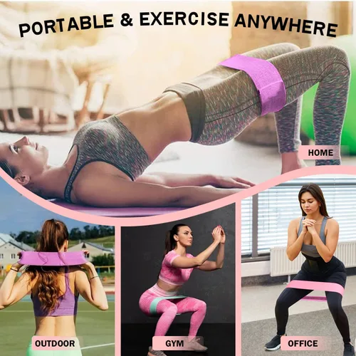 Vista 5 de KANGFITER Non-Slip Fabric Resistance Bands for Working Out, Loop Exercise Bands for Booty Leg, Butt, Glute, Stretch Workout Bands for Women & Men