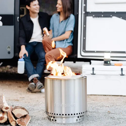 Vista 7 de Solo Stove Ranger con soporte portátil para exteriores, fogata de acero inoxidable para quemar madera y bajo humo, grandes hogueras para exteriores