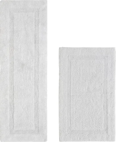 Vista 482 de Better Trends - Juego de 2 alfombras de baño 100% algodón, extra suaves, con borlas, de 17" x 24", alfombra de baño superabsorbente y reversible