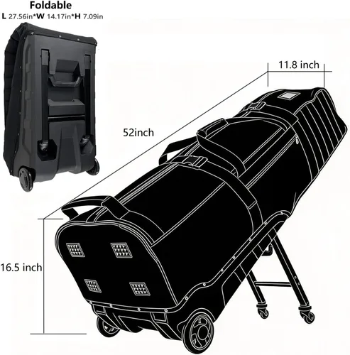 Vista 6 de Wheeled Golf Travel Bag with Stand, Adjustable 2 or 4 Wheels, Thickened Padded Protection, Rolling Travel Case with Handles, with Password Lock