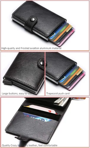 Vista 5 de Cartera de bloqueo RFID ultrafina para tarjetas de crédito con tarjetero seguro, 1468-2, Minimalista