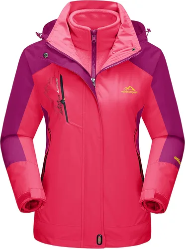 Vista 12 de MAGCOMSEN - Abrigos de invierno 3 en 1 para mujer, chaqueta de esquí impermeable, cortavientos, con forro polar, parka