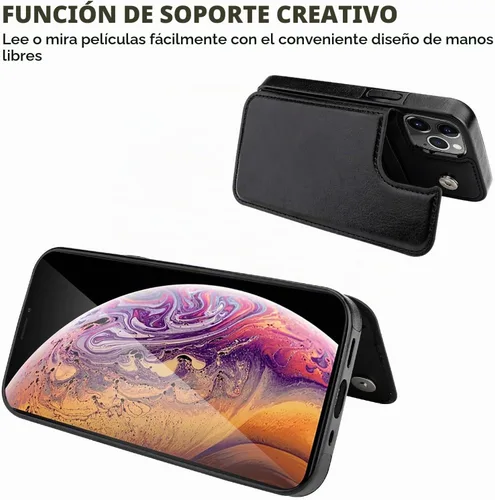 Vista 5 de ONETOP Compatible con iPhone 12 Compatible con iPhone 12 Pro Funda Cartera con Portarjetas, Funda de Cuero PU con Soporte y Ranuras para Tarjetas
