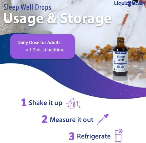 Vista 4 de LIQUIDHEALTH Sleep Well Natural Sleep Aid - Gotas de melatonina – Mejor sueño y estado de ánimo, relaja y calma la mente, duerme más rápido