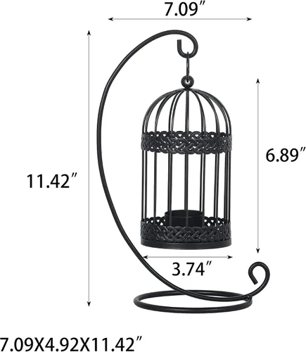 Vista 5 de Asense Portavelas de metal, modernos candelabros rústicos de granja, faroles decorativos para interiores y exteriores, mantel de mesa, estilo 1