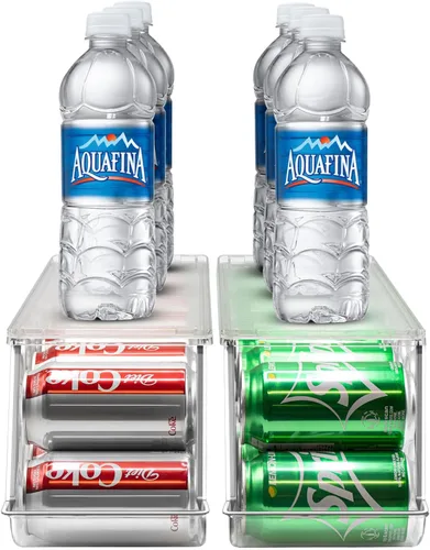 Vista 7 de Sorbus Organizador de latas de soda para refrigerador, dispensador de latas apilable con tapa para refrigerador, despensa, congelador, capacidad