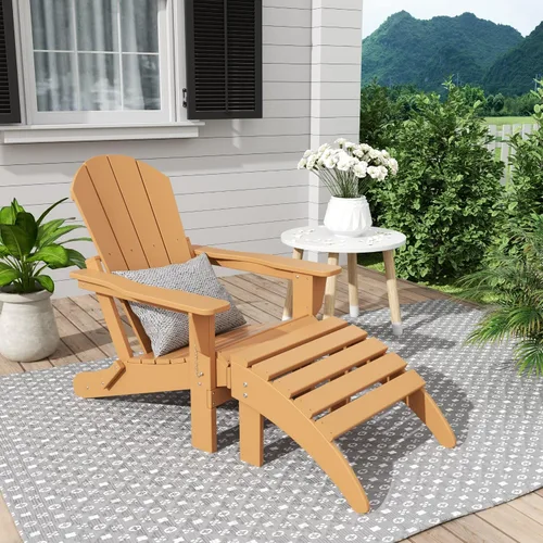 Vista 54 de WestinTrends Malibu - Silla de salón para exteriores, juego de 2 sillas Adirondack con otomana, sillas plegables de madera de polietileno para todo