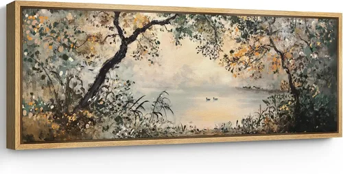 Vista 39 de SIGNFORD Lienzo enmarcado extragrande para pared, diseño de flores silvestres, paisaje, campo escénico con flores florecientes, ilustraciones