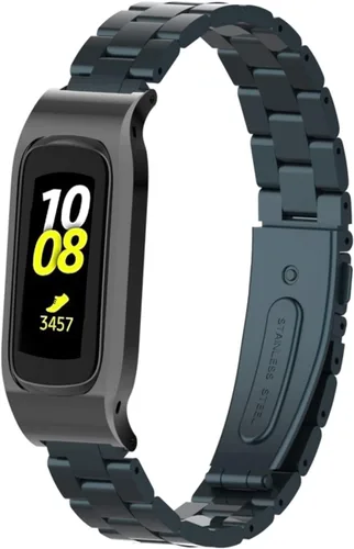 Vista 16 de Correa de reloj de metal compatible con Samsung Galaxy Fit2 SM-R220 de acero inoxidable con marco protector de caja de repuesto para Fit 2 SM-R220