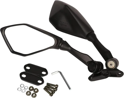 Vista 8 de Minho Espejos retrovisores plegables aptos para Kawasaki ZX6R ZX-6R ZX636 EX300 EX400 EX500 EX650, Honda CBR650R, Yamaha FZ6R, color negro, espejo