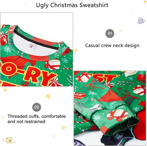 Vista 5 de Leapparel Suéter feo de Navidad para hombre y mujer, sudadera divertida de manga larga