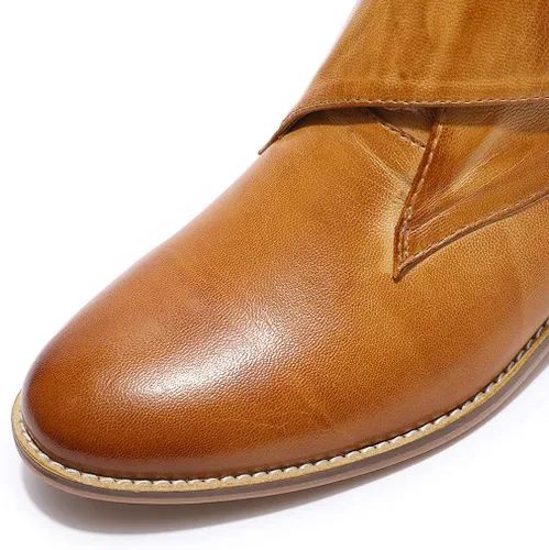 Vista 3 de Mona flying Botines de cuero cómodos para mujer, botas cortas de vestir de tacón bajo