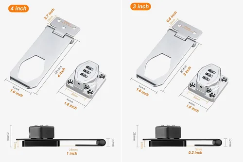Vista 3 de ETEKJOY Cerradura de gabinete sin llave de 3 dígitos con código de contraseña combinación con hasp, pestillo de cierre giratorio, cajón de madera