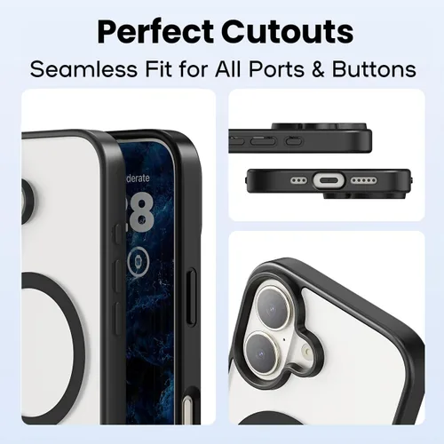 Vista 3 de Compatible con funda magnética mate transparente para el teléfono 17, diseño resistente a las caídas, anti-amarillo, a prueba de golpes, funda