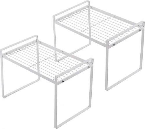 Vista 14 de Shantton Paquete de 2 estantes de gabinete de cocina, estante organizador de despensa, baño, dormitorio, oficina, mesa, escritorio, ahorro