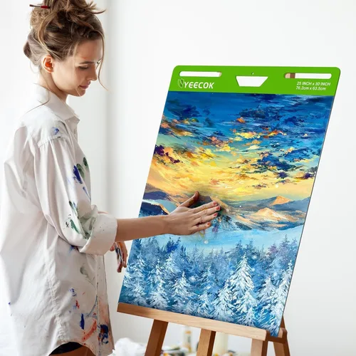 Vista 4 de YEECOK Super Sticky Easel Pad, 25 x 30 Inches, 30 Sheets/Pad, 10 Pads (300 Sheets), Thick 100gsm Flip Chart Paper, Self-Stick Anchor Chart for