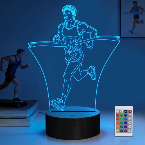 Vista 11 de OkiyiD - Luz nocturna de ilusión 3D con 16 colores cambiantes con control remoto (Estilo 7)