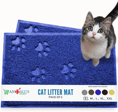Vista 22 de Andalus Tapete Pequeño para Arena de Gatos, Paquete de 2 - Impermeable, Antideslizante y Fácil de Limpiar, Tapete para Caja de Arena de Gatos