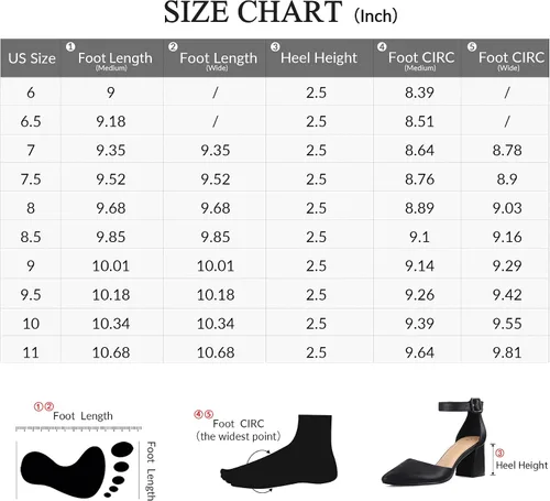 Vista 6 de mysoft Zapatos de tacón bajo y grueso para mujer, puntera cerrada, correa en el tobillo, zapatos de tacón de vestir, disponibles en tallas amplias