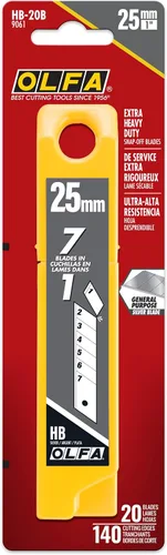 Vista 5 de OLFA Cuchillas de repuesto de cuchillo utilitario extra resistente de 0.98 pulgadas, 20 cuchillas (140 segmentos) HB-20B, se adapta a la mayoría