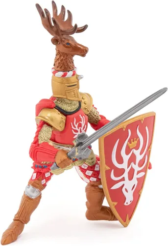 Vista 3 de Papo Figura de la era medieval, caballero ciervo rojo
