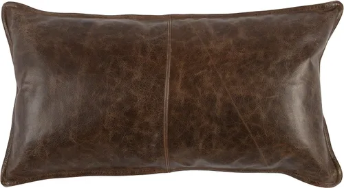 Vista 6 de Kosas Home Cheyenne - Almohada de piel 100% de 14 x 26 pulgadas, color marrón castaño