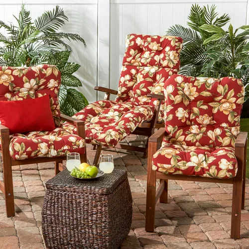 Vista 86 de Greendale Home Fashions Juego de 2 cojines de asiento y respaldo para exteriores, diseño Adobe Stripe 2