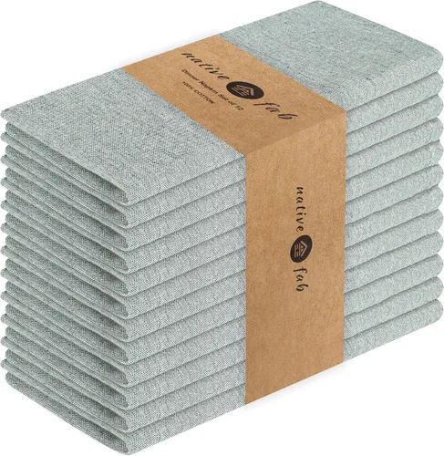 Vista 57 de Native Fab Servilletas de tela azul, paquete de 4, 100% algodón, 17 x 17 pulgadas, resistentes, textura suave, secado rápido, ideales